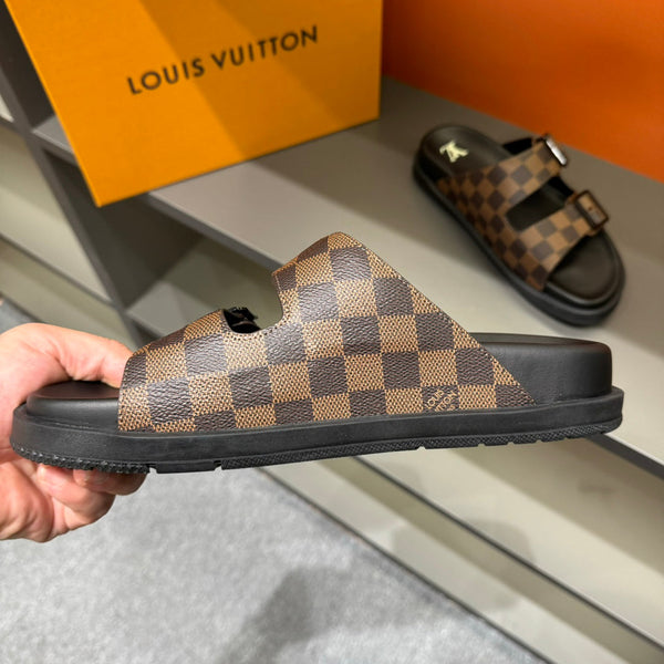 LV DAD SANDAL CHOCOLATE BROWN DAMIER CALFSKIN
