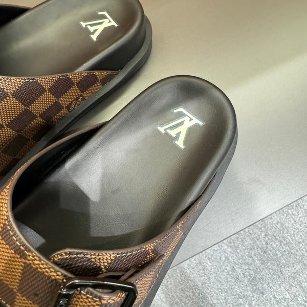 LV DAD SANDAL CHOCOLATE BROWN DAMIER CALFSKIN