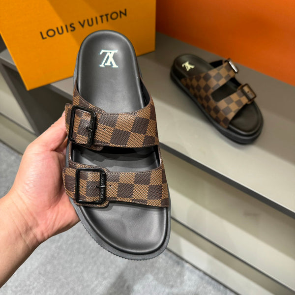 LV DAD SANDAL CHOCOLATE BROWN DAMIER CALFSKIN
