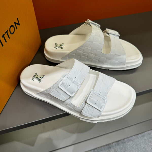 LV DAD SANDAL WHITE DAMIER CALFSKIN