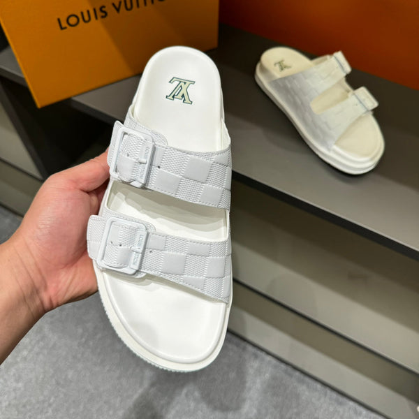 LV DAD SANDAL WHITE DAMIER CALFSKIN