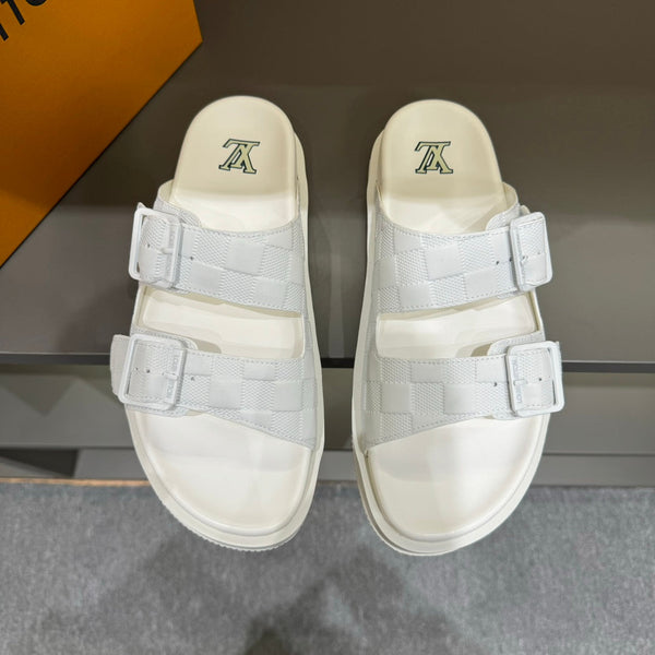 LV DAD SANDAL WHITE DAMIER CALFSKIN