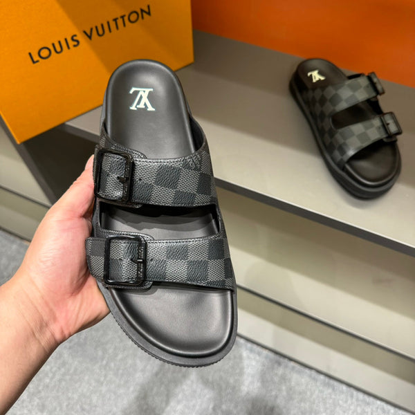 LV DAD SANDAL GREY MIX BLACK DAMIER CALFSKIN