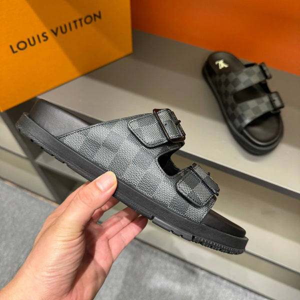 LV DAD SANDAL GREY MIX BLACK DAMIER CALFSKIN