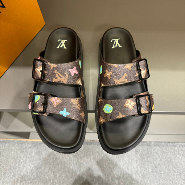 LV DAD SANDAL CHOCOLATE BROWN MONOGRAM CALFSKIN