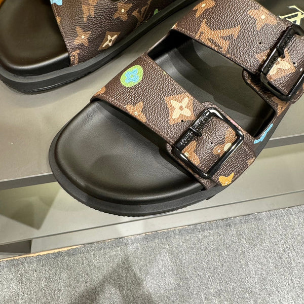 LV DAD SANDAL CHOCOLATE BROWN MONOGRAM CALFSKIN