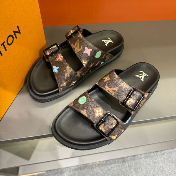LV DAD SANDAL CHOCOLATE BROWN MONOGRAM CALFSKIN