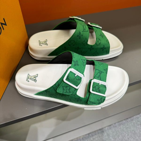 LV DAD SANDAL EMERALD GREEN MONOGRAM JACQUARD