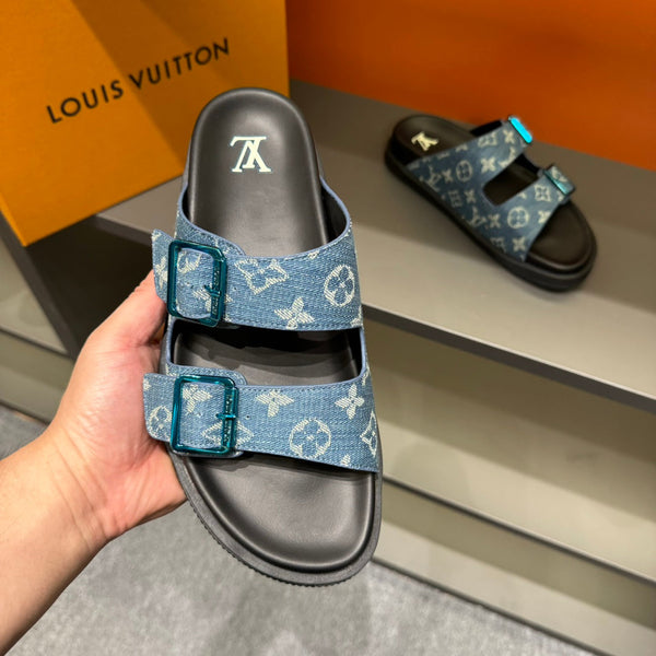 LV DAD SANDAL LIGHT BLUE MONOGRAM DENIM