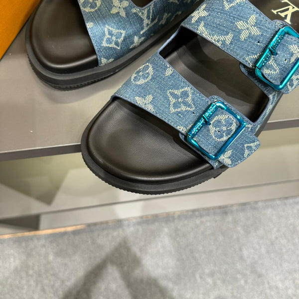 LV DAD SANDAL LIGHT BLUE MONOGRAM DENIM