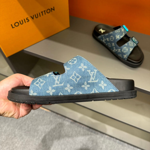 LV DAD SANDAL LIGHT BLUE MONOGRAM DENIM