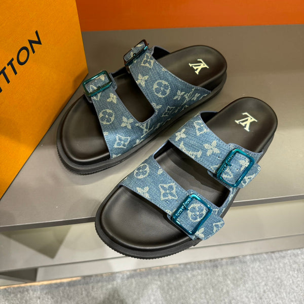 LV DAD SANDAL LIGHT BLUE MONOGRAM DENIM