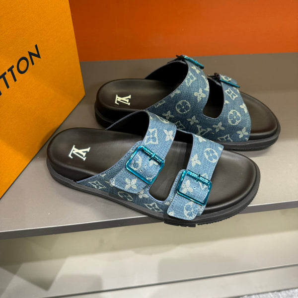 LV DAD SANDAL LIGHT BLUE MONOGRAM DENIM