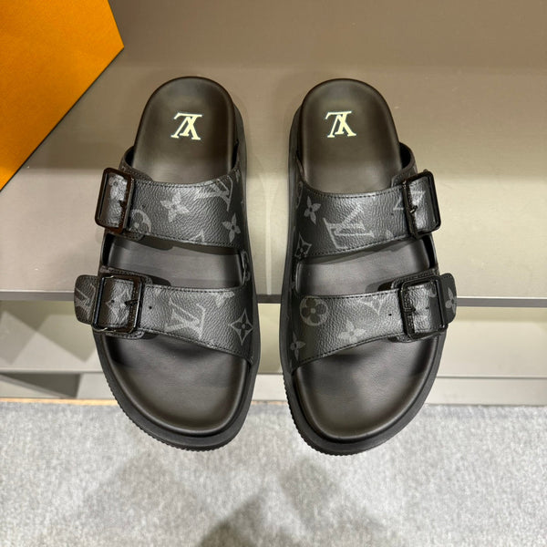 LV DAD SANDAL BLACK MONOGRAM CALFSKIN