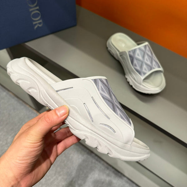 CD H-TOWN SANDAL LIGHT GRAY AND WHITE CALFSKIN