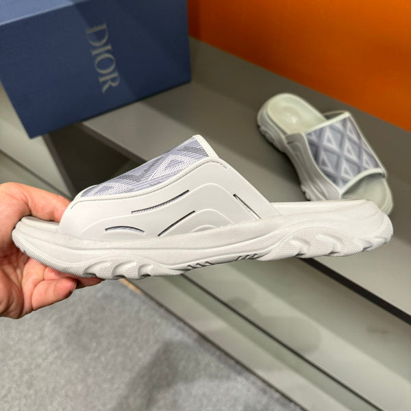 CD H-TOWN SANDAL LIGHT GRAY AND WHITE CALFSKIN