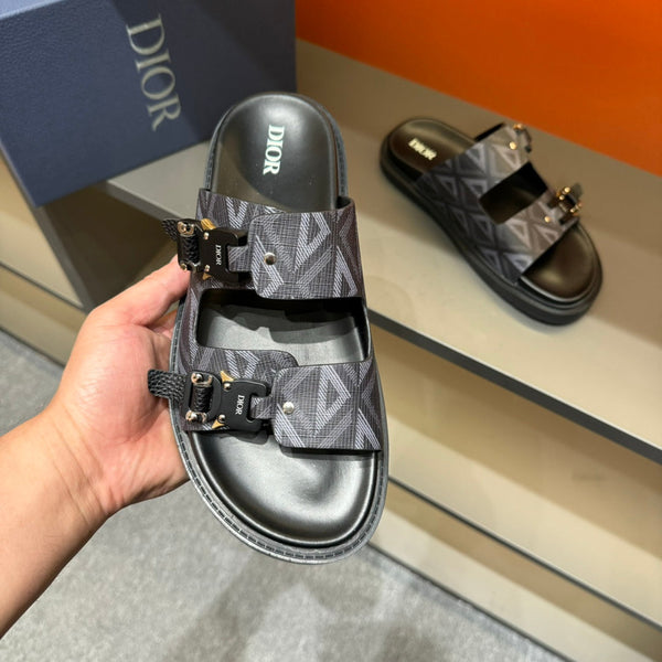 CD DOUBLE H-TOWN SANDAL BLACK CALFSKIN