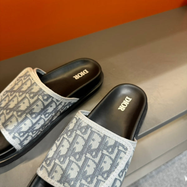 CD VELCRO STRAP SLIPPER LIGHT GRAY JACQUARD