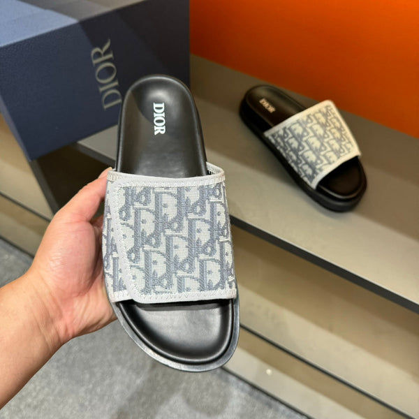 CD VELCRO STRAP SLIPPER LIGHT GRAY JACQUARD