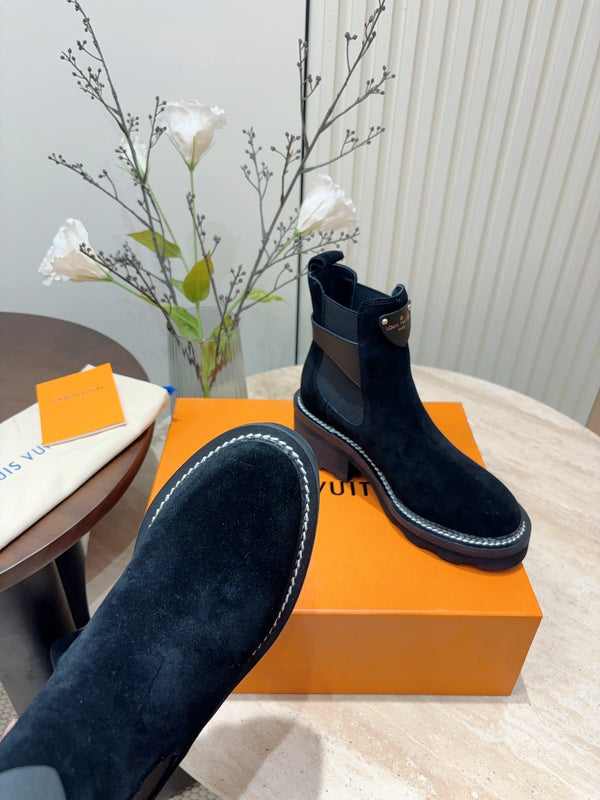 LV Beaubourg Ankle Boot Black Suede