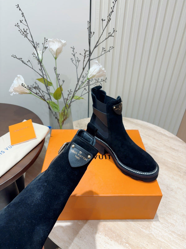 LV Beaubourg Ankle Boot Black Suede