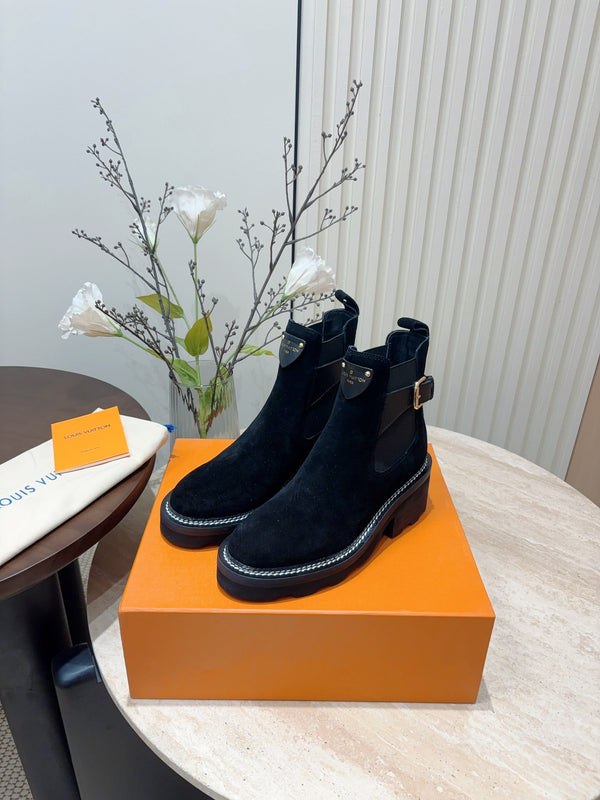 LV Beaubourg Ankle Boot Black Suede