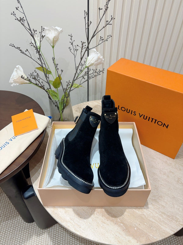 LV Beaubourg Ankle Boot Black Suede