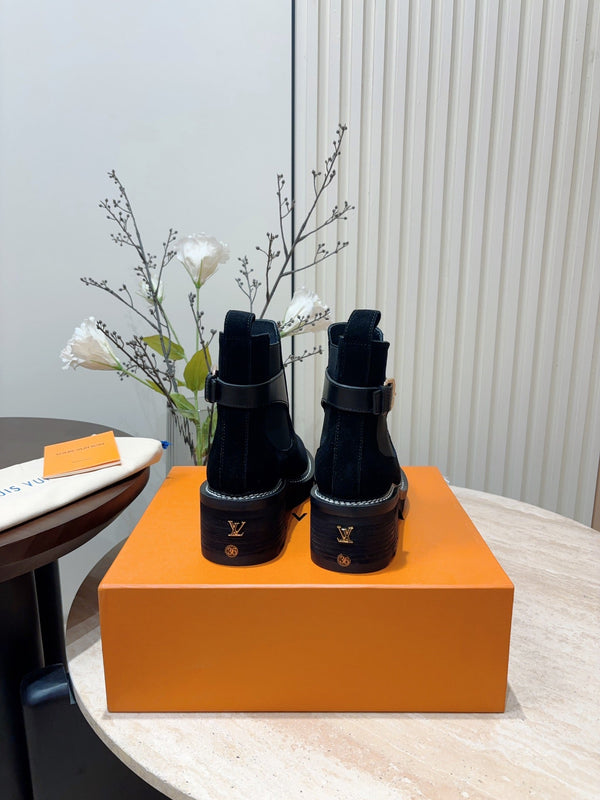 LV Beaubourg Ankle Boot Black Suede