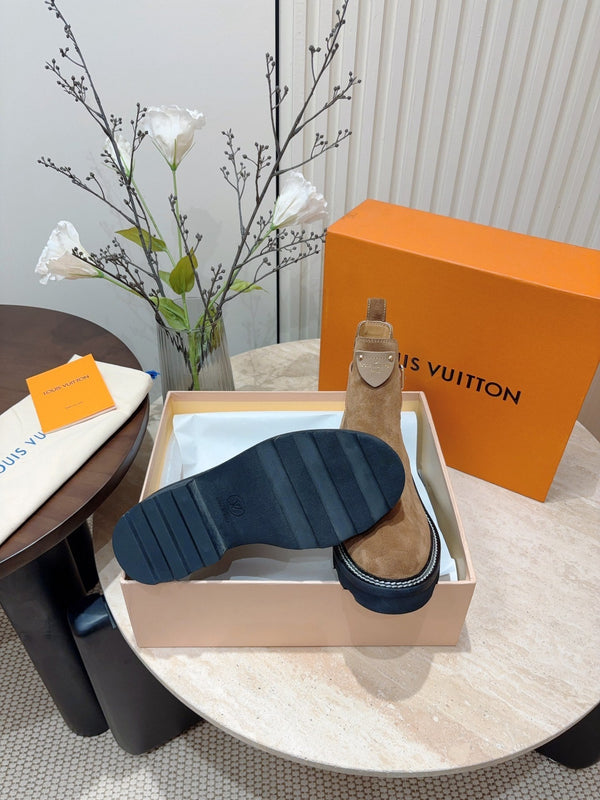 LV Beaubourg Ankle Boot Matte Brown Suede