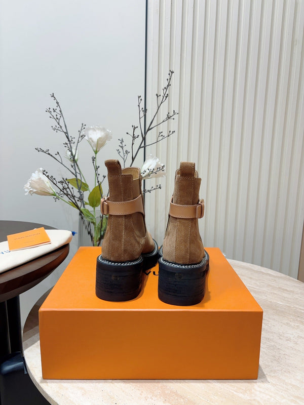 LV Beaubourg Ankle Boot Matte Brown Suede