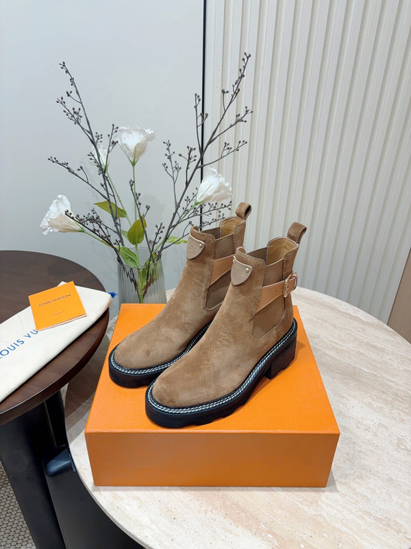 LV Beaubourg Ankle Boot Matte Brown Suede