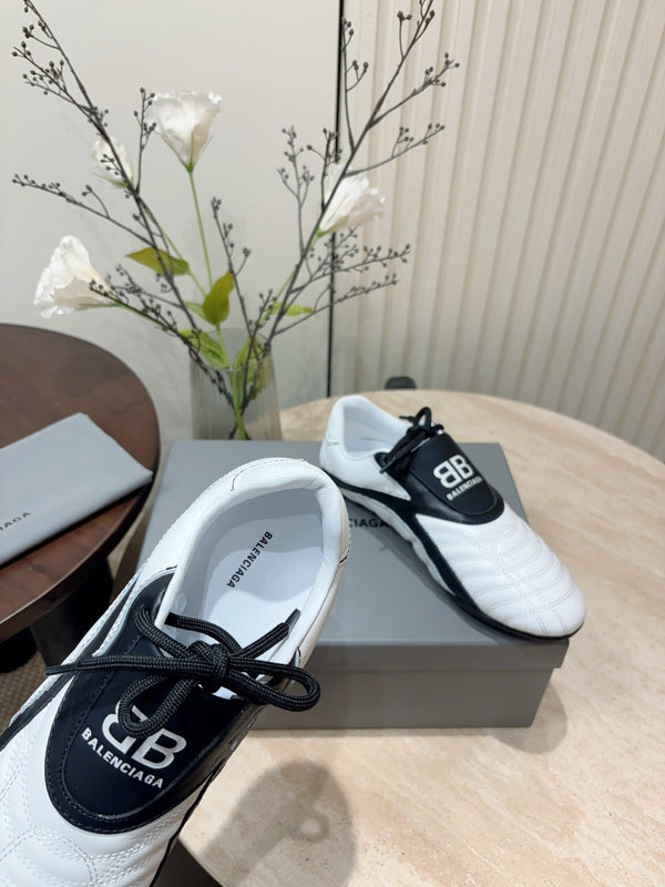 SOCCER SNEAKER IN WHITE MIX BLACK QUILTED LAMBSKIN