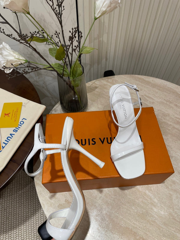 6AM HIGH SANDAL 95 MM IN WHITE PATENT LAMBSKIN