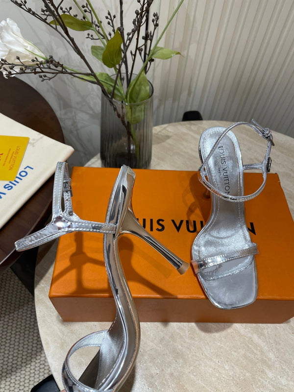 6AM HIGH SANDAL 95 MM IN SILVER LAMBSKIN