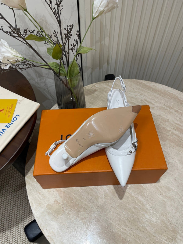 SLINGBACKS ALTO 5 CM IN PELLE DI VITELLO BIANCA