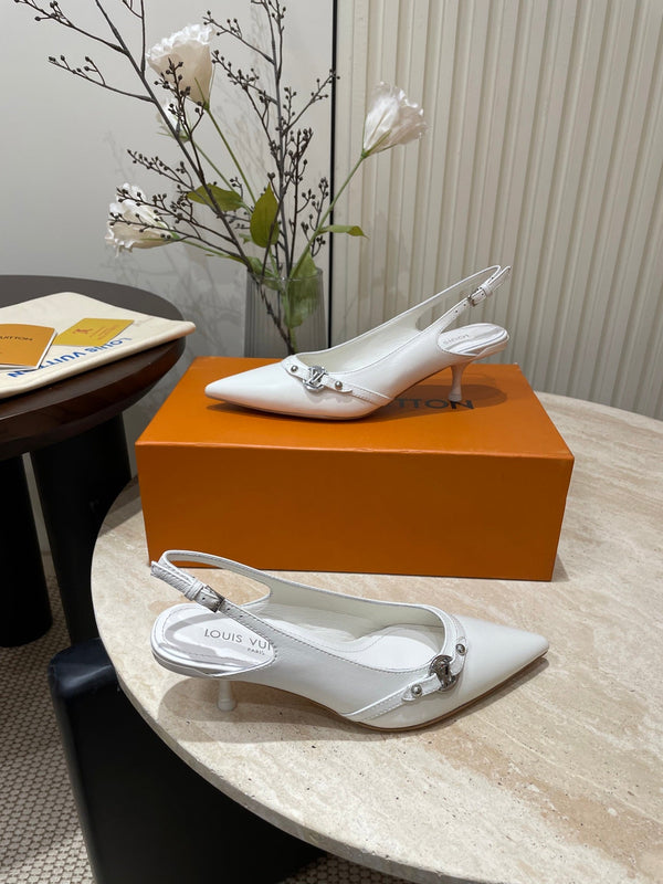 SLINGBACKS ALTO 5 CM IN PELLE DI VITELLO BIANCA