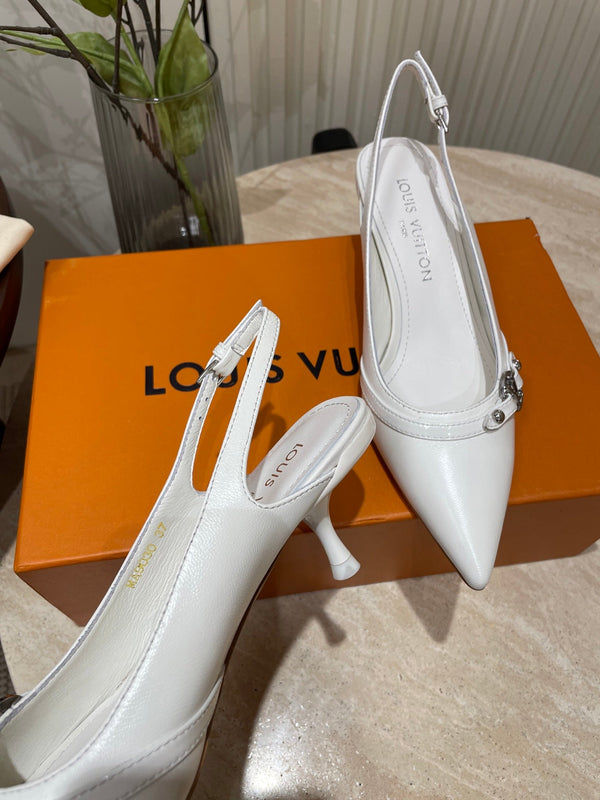 SLINGBACKS ALTO 5 CM IN PELLE DI VITELLO BIANCA