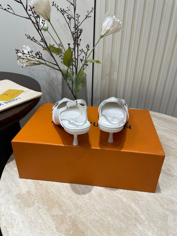 SLINGBACKS ALTO 5 CM IN PELLE DI VITELLO BIANCA