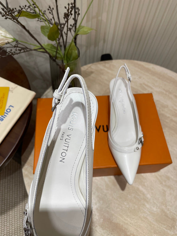 SLINGBACKS ALTO 5 CM IN PELLE DI VITELLO BIANCA