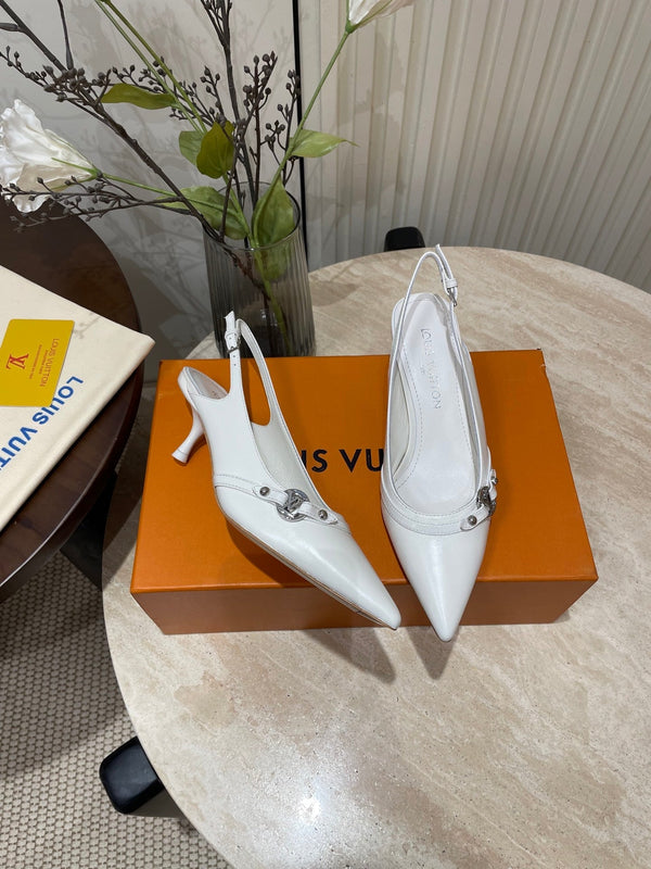 SLINGBACKS ALTO 5 CM IN PELLE DI VITELLO BIANCA