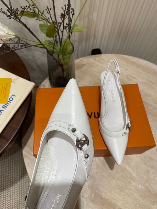 SLINGBACKS ALTO 5 CM IN PELLE DI VITELLO BIANCA