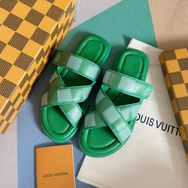 LV VENICE MULE SLIDE SANDALS MONOGRAM KELLY GREEN