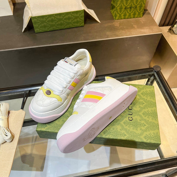 Sneaker GG Screener da uomo in tela di pecora bianca 523605