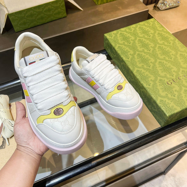 Sneaker GG Screener da uomo in tela di pecora bianca 523605