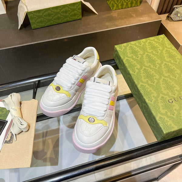 Sneaker GG Screener da uomo in tela di pecora bianca 523605