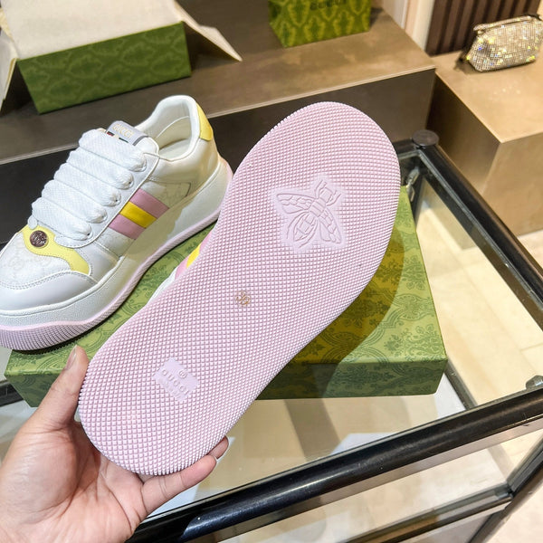 Sneaker GG Screener da uomo in tela di pecora bianca 523605