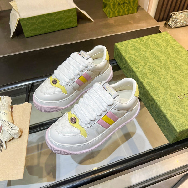 Sneaker GG Screener da uomo in tela di pecora bianca 523605