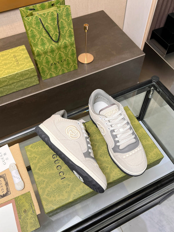 GG MAC80 TRAINER IN PELLE DI VITELLO BIANCO CREMA E GRIGIA