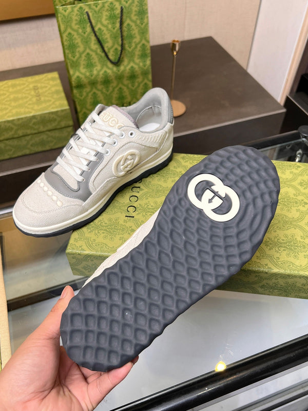 GG MAC80 TRAINER IN PELLE DI VITELLO BIANCO CREMA E GRIGIA