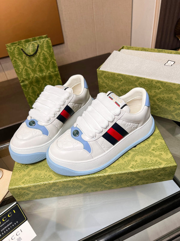 Sneaker GG Screener da uomo in tela di pecora bianca e blu 523602